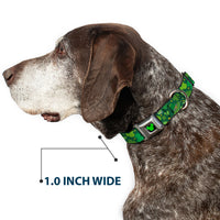Mickey Silhouette Full Color Black Green Seatbelt Buckle Collar - St. Patrick's Day Mickey Collage Greens
