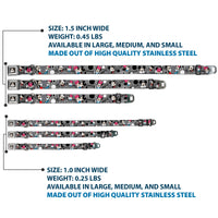 Mickey Mouse Expression3 Full Color Black Seatbelt Buckle Collar - Mickey & Minnie Peek-a-Boo Expressions Swirl Black/White