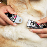 Mickey Mouse Expression3 Full Color Black Seatbelt Buckle Collar - Mickey & Minnie Peek-a-Boo Expressions Swirl Black/White