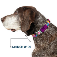 Princess Gem Heart Full Color Black/Pink Seatbelt Buckle Collar - Disney DREAMER 7-Sparkling Princesses/Tiara Purple/White
