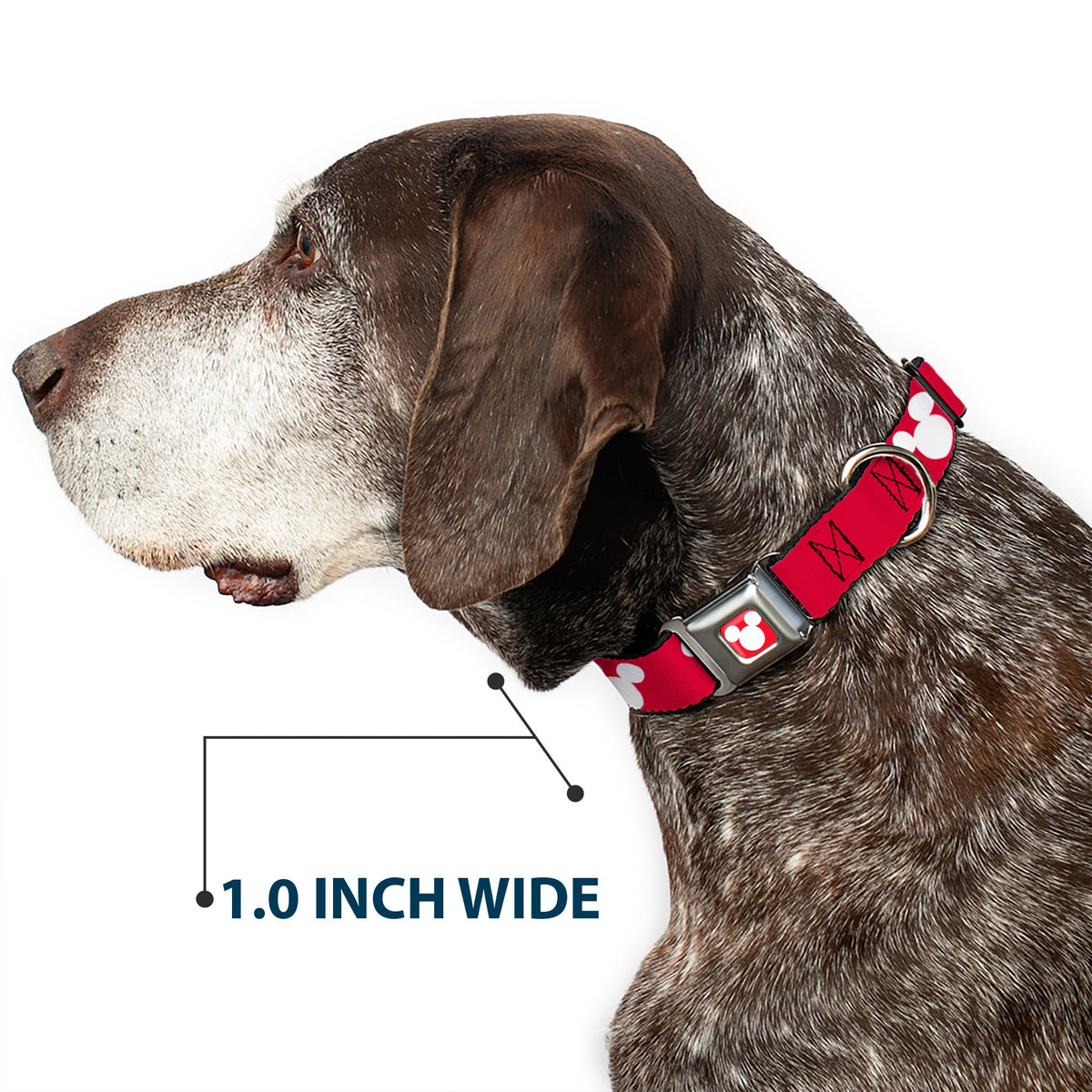 Mickey Mouse Ears Icon Full Color Red/White Seatbelt Buckle Collar - Mickey Mouse Ears Icon Red/White