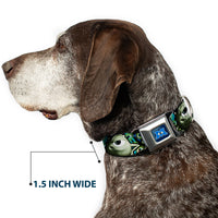 Monsters University Logo Full Color Blue White Seatbelt Buckle Collar - Mike Poses/Eyeballs Black/Greens