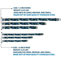 Monsters University Logo Full Color Blue White Seatbelt Buckle Collar - Sulley Scare Pose/Dots Blues/White