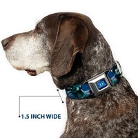 Monsters University Logo Full Color Blue White Seatbelt Buckle Collar - Sulley Scare Pose/Dots Blues/White