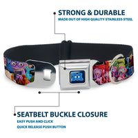 Monsters University Logo Full Color Blue White Seatbelt Buckle Collar - Monsters University Monsters Stacked