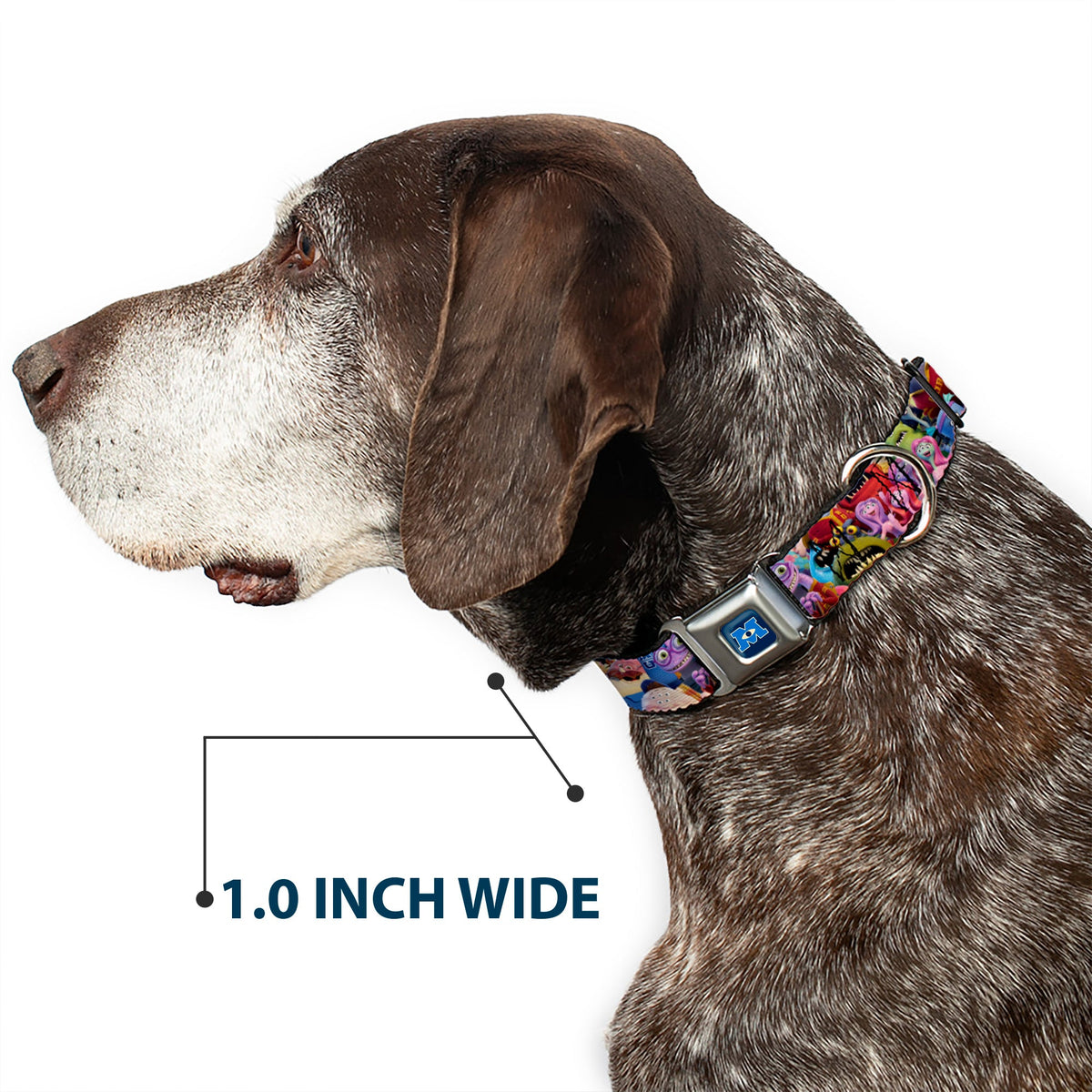 Monsters University Logo Full Color Blue White Seatbelt Buckle Collar - Monsters University Monsters Stacked