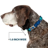 Monsters University Logo Full Color Blue White Seatbelt Buckle Collar - Monsters University Sulley & Mike Poses/Checkers Blue
