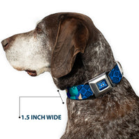 Monsters University Logo Full Color Blue White Seatbelt Buckle Collar - Monsters University Sulley & Mike Poses/Checkers Blue