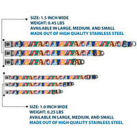 Princess Jewels Full Color Black/Multi Color Seatbelt Buckle Collar - Disney Princess Poses/Castle Blocks