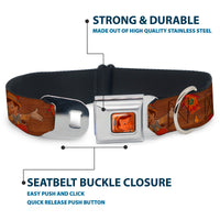 Pinocchio CLOSE-UP Full Color Wood Grain Seatbelt Buckle Collar - Pinocchio Poses Black/White/Multi Color