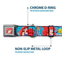 Ariel Face3 Full Color Blue Seatbelt Buckle Collar - Ariel & Flounder Vivid Underwater Poses