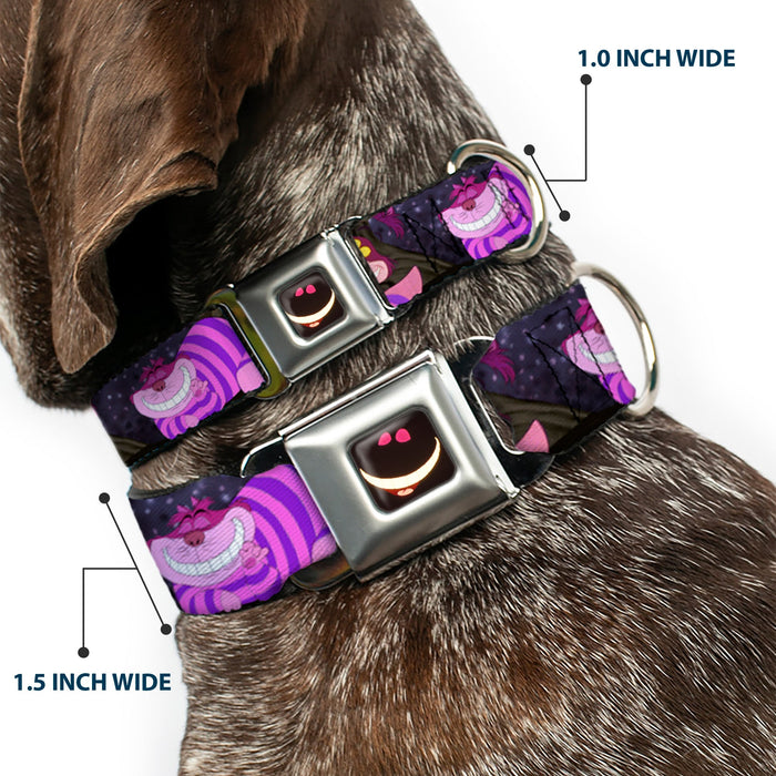 Cheshire Cat Eyes Smile Full Color Seatbelt Buckle Collar - Cheshire Cat Tree Poses