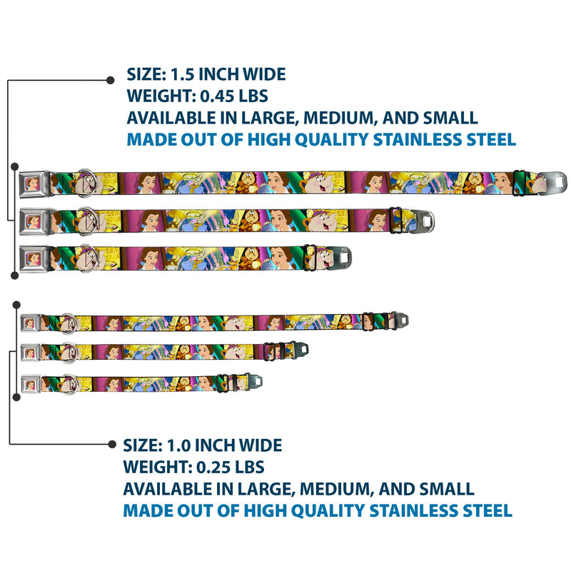 Dog Collar DYEL-Surprised Belle Full Color Pink - Beauty & the Beast Be Our Guest Scenes