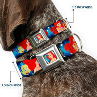 Ariel Daydreaming Full Color Blues Seatbelt Buckle Collar - The Little Mermaid Under the Sea Scenes