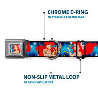Ariel Daydreaming Full Color Blues Seatbelt Buckle Collar - The Little Mermaid Under the Sea Scenes