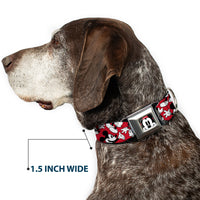 Mickey Mouse Face2 CLOSE-UP Full Color Red Black White Seatbelt Buckle Collar - Mickey Mouse Poses Scattered Red/Black/White