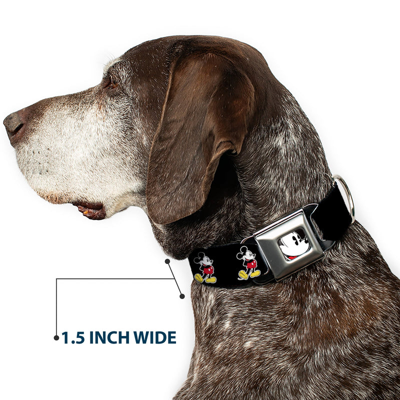 Classic Mickey Mouse Face CLOSE-UP Full Color Seatbelt Buckle Collar - Classic Mickey Mouse Pose Black