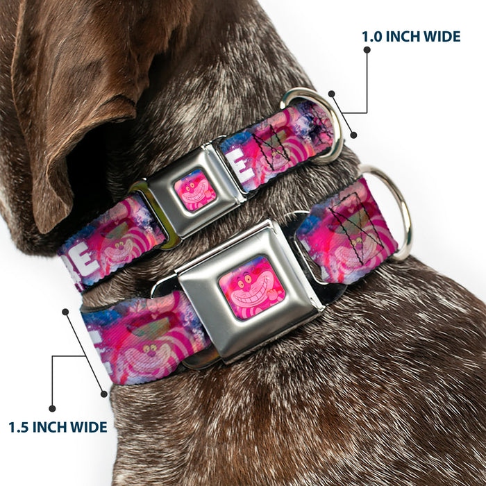 Transparent Cheshire Cat Face Full Color Seatbelt Buckle Collar - Transparent Cheshire Cat Poses WE'RE ALL MAD HERE