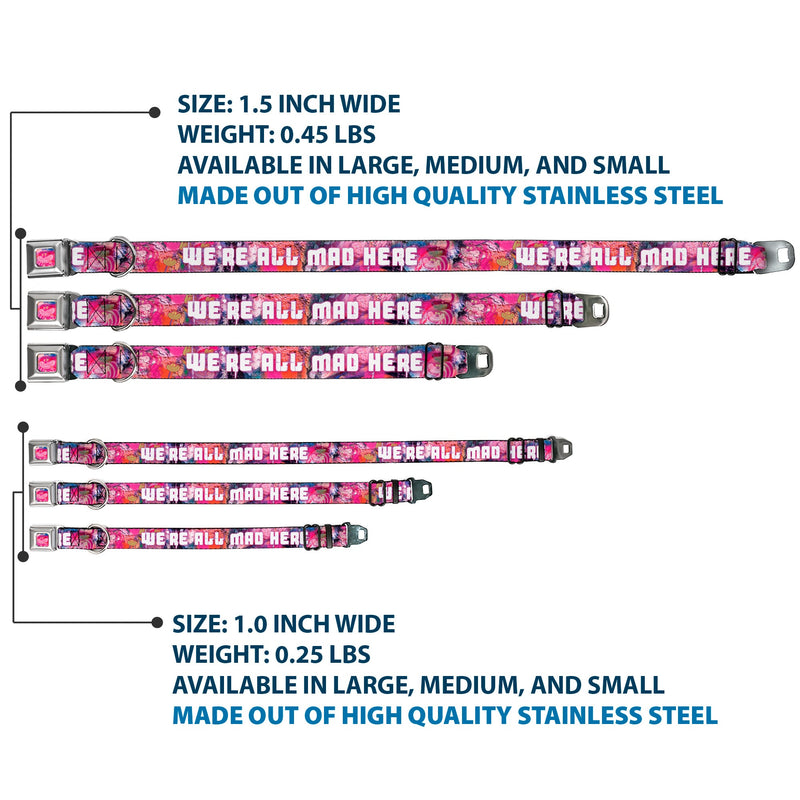 Transparent Cheshire Cat Face Full Color Seatbelt Buckle Collar - Transparent Cheshire Cat Poses WE'RE ALL MAD HERE