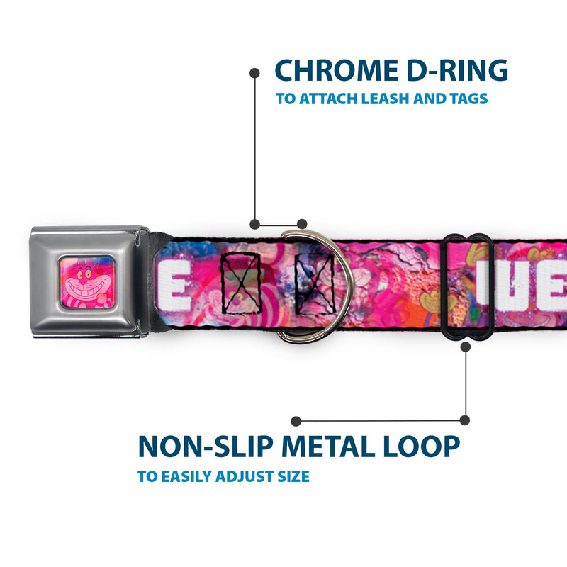 Transparent Cheshire Cat Face Full Color Seatbelt Buckle Collar - Transparent Cheshire Cat Poses WE'RE ALL MAD HERE