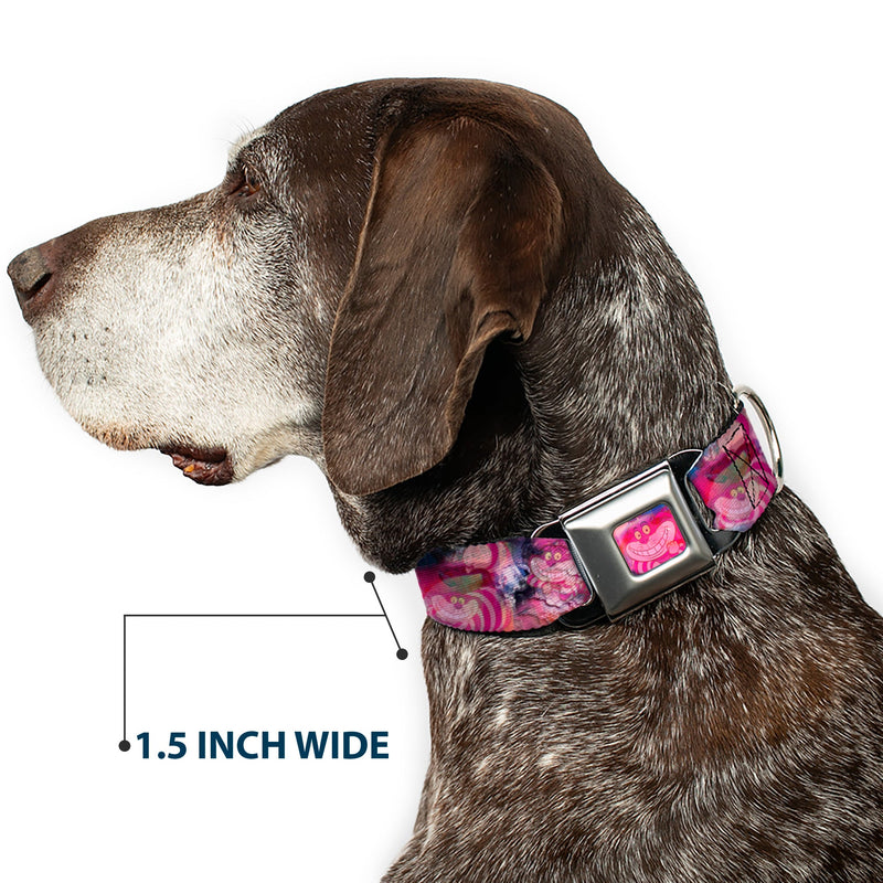 Transparent Cheshire Cat Face Full Color Seatbelt Buckle Collar - Transparent Cheshire Cat Poses WE'RE ALL MAD HERE
