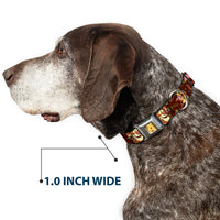 Winnie the Pooh Face Full Color Radial Brown Fade Seatbelt Buckle Collar - Winnie the Pooh Character Poses