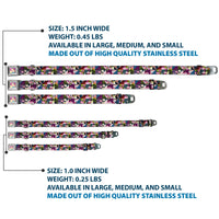 Alice/Cards Full Color Pinks Seatbelt Buckle Collar - Alice in Wonderland Kaleidoscope Scenes