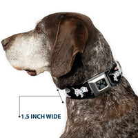Dalmatian Paw Full Color Black Gray Seatbelt Buckle Collar - Dalmatians Running/Paws Black/Gray/White/Black