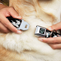 Dalmatian Paw Full Color Black Gray Seatbelt Buckle Collar - Dalmatians Running/Paws Black/Gray/White/Black