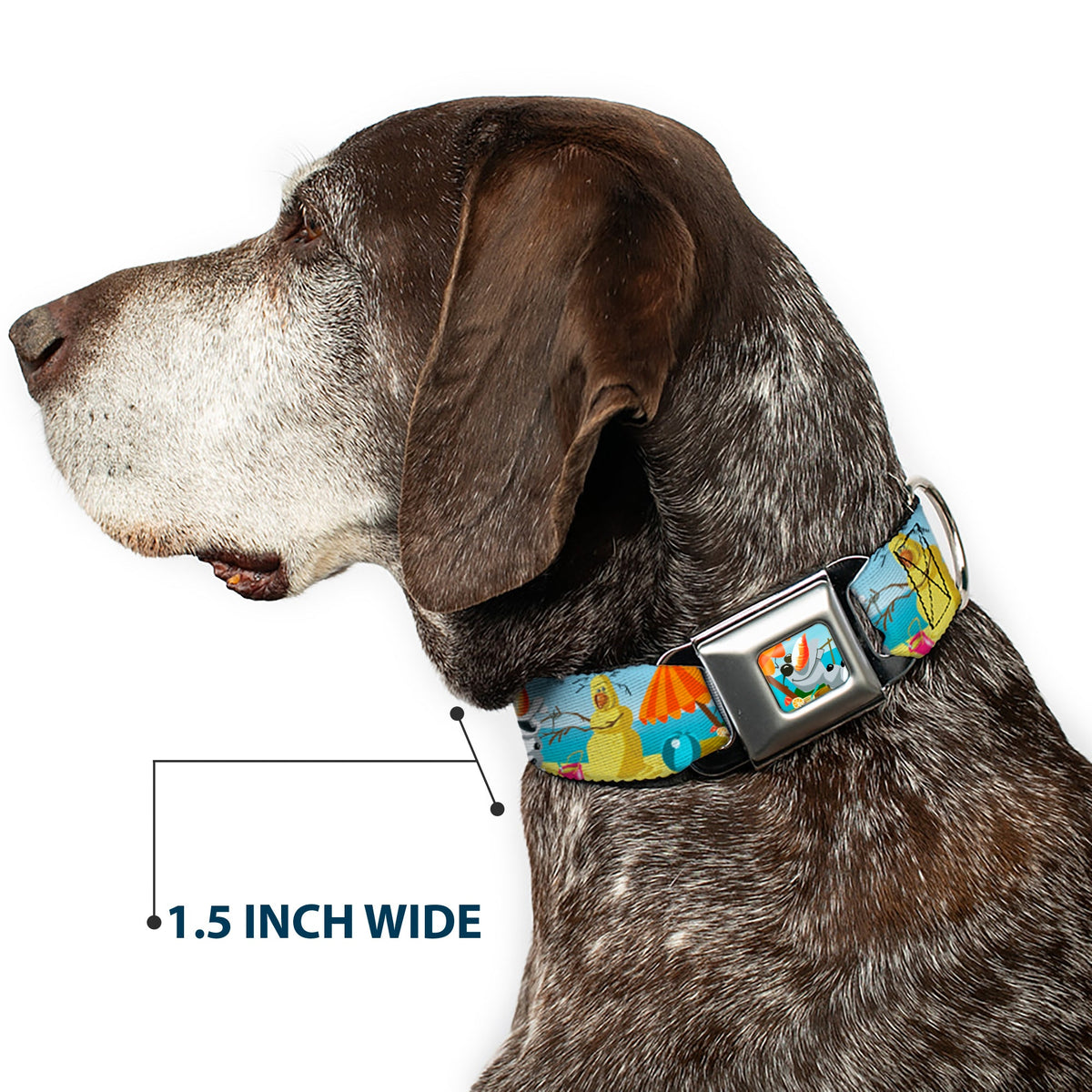 Olaf Tanning Pose Full Color Seatbelt Buckle Collar - Olaf Summertime Beach Scenes