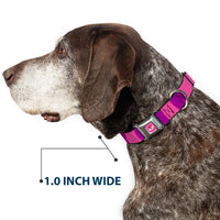 Cheshire Cat Face Full Color Pink Seatbelt Buckle Collar - Cheshire Cat Stripe Pink/Purple