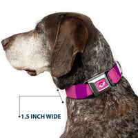 Cheshire Cat Face Full Color Pink Seatbelt Buckle Collar - Cheshire Cat Stripe Pink/Purple