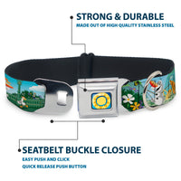 Frozen Sun2 Royal Full Color Blue/Yellows Seatbelt Buckle Collar - Olaf Garden Scenes