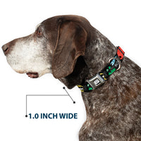 Big Hero "6" Name Blocks Full Color Black Gray White Seatbelt Buckle Collar - Big Hero 6 Group Action Pose/Name Blocks Black/Gray/Multi Color