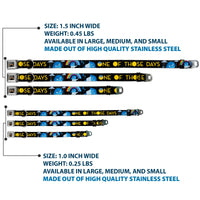 INSIDE OUT Rainbow Full Color Black/White/Multi Color Seatbelt Buckle Collar - Joy Poses/Rain ONE OF THOSE DAYS Black/Gray/Blues/Yellow