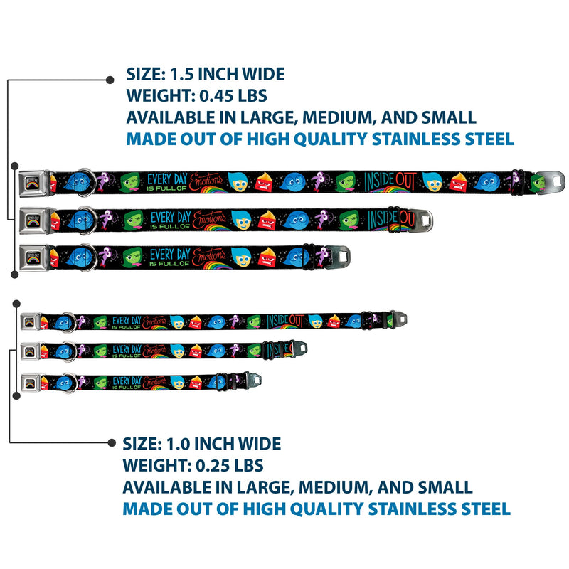 INSIDE OUT Rainbow Full Color Black/White/Multi Color Seatbelt Buckle Collar - INSIDE OUT/Emotion Expressions/EVERY DAY IS FULL OF EMOTIONS