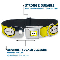 Baymax Face Full Color Yellow Black White Seatbelt Buckle Collar - BAYMAX Hanko/Face Yellow/Black/White