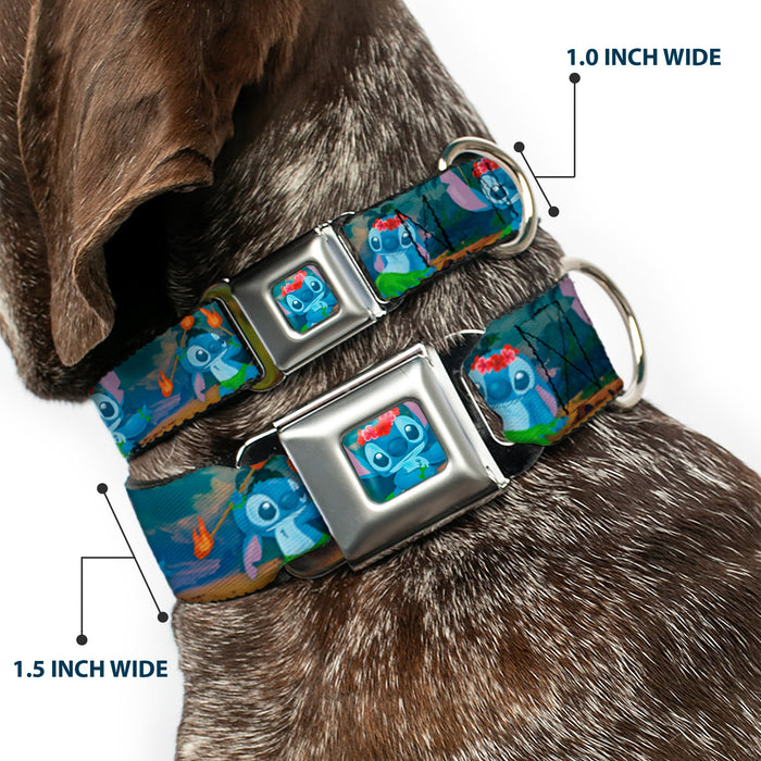 Stitch Hula Pose Full Color Seatbelt Buckle Collar - Stitch Hula Dance 5-Poses
