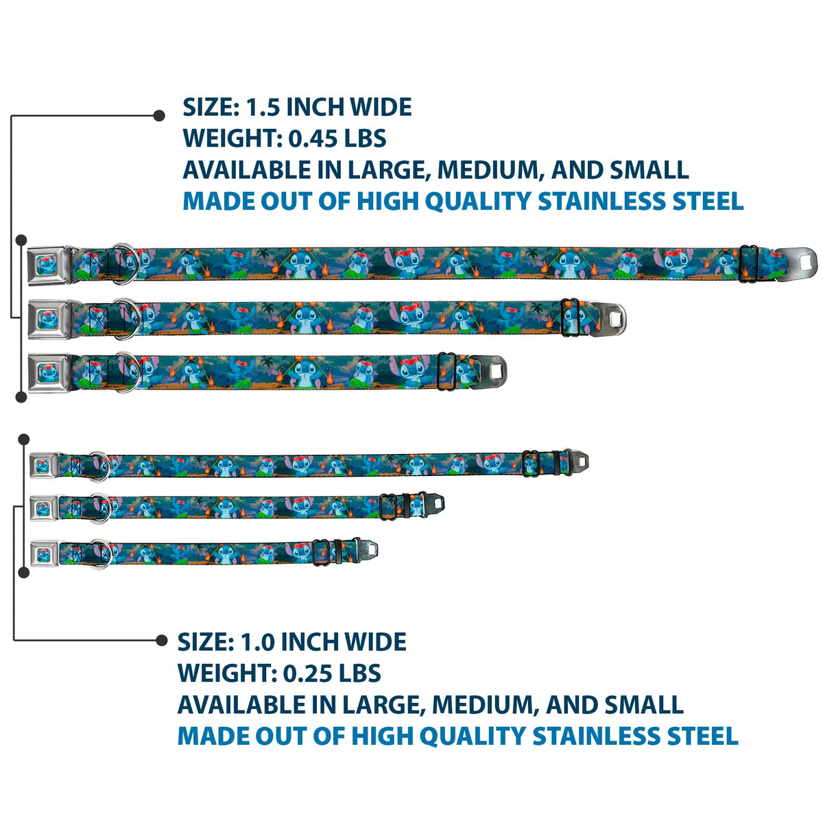 Stitch Hula Pose Full Color Seatbelt Buckle Collar - Stitch Hula Dance 5-Poses