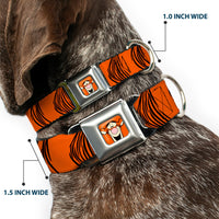 Tigger Face CLOSE-UP Full Color Orange Seatbelt Buckle Collar - Tigger Stripes Orange/Black