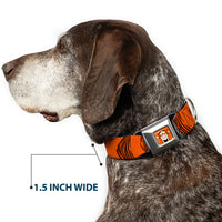 Tigger Face CLOSE-UP Full Color Orange Seatbelt Buckle Collar - Tigger Stripes Orange/Black