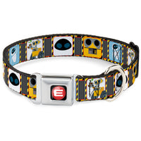 WALL-E Logo Full Color Black Red White Seatbelt Buckle Collar - WALL-E & EVE Pose/Face Hazard Blocks Gray/Yellow/Black
