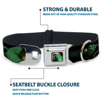 Oogie Boogie Face CLOSE-UP Full Color Seatbelt Buckle Collar - Oogie Boogie 4-Poses Black/Yellow/Green