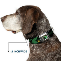 Oogie Boogie Face CLOSE-UP Full Color Seatbelt Buckle Collar - Oogie Boogie 4-Poses Black/Yellow/Green