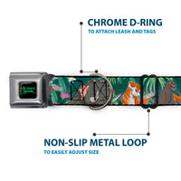 THE JUNGLE BOOK Full Color Black/Green Seatbelt Buckle Collar - The Jungle Book 8-Character Group Greens