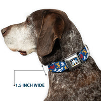 Donald Duck Face CLOSE-UP Full Color Seatbelt Buckle Collar - Donald Duck Face/Poses Scattered Blue/White/Red/Yellow