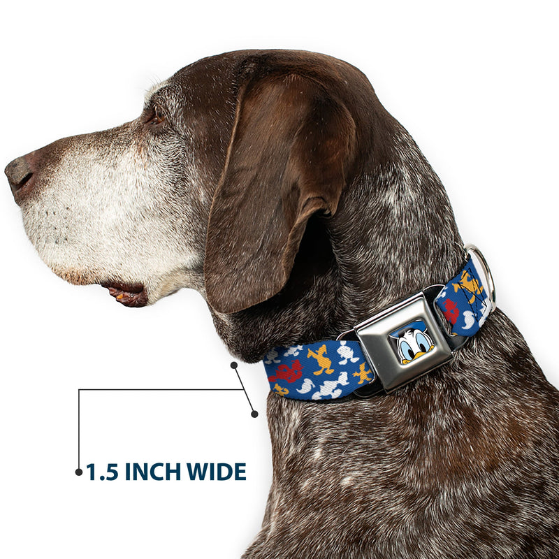 Donald Duck Face CLOSE-UP Full Color Seatbelt Buckle Collar - Donald Duck Face/Poses Scattered Blue/White/Red/Yellow