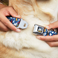 Donald Duck Face CLOSE-UP Full Color Seatbelt Buckle Collar - Donald Duck Face/Poses Scattered Blue/White/Red/Yellow