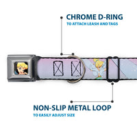 Tinker Bell CLOSE-UP Full Color Seatbelt Buckle Collar - Tinker Bell Poses Purple/Pink Fade