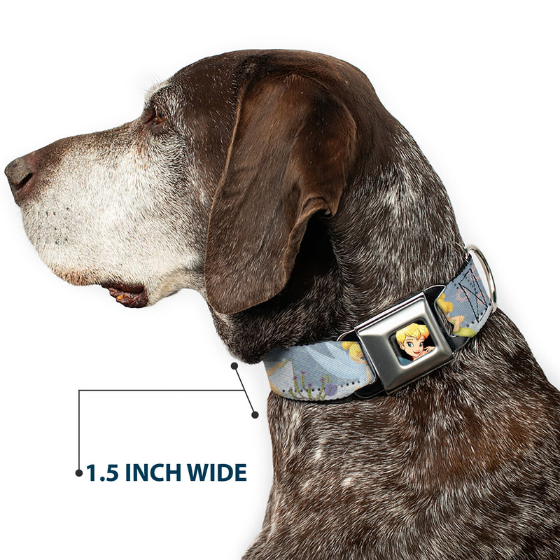 Tinker Bell CLOSE-UP Full Color Seatbelt Buckle Collar - Tinker Bell Garden Poses